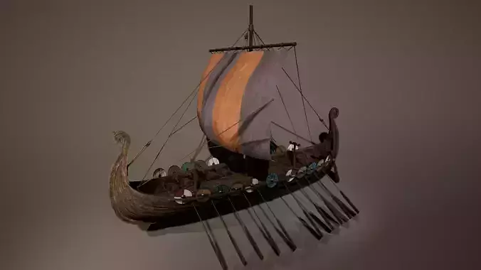 Viking Big Ship Game-Ready Low-poly 3D model