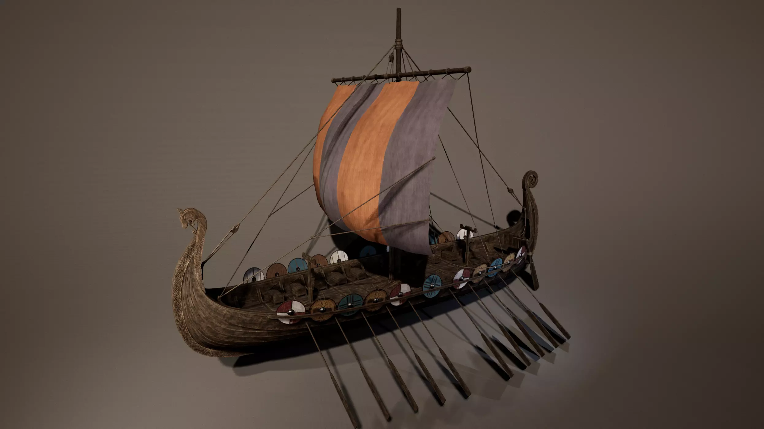 Viking Big Ship Game-Ready Low-poly 3D model_0
