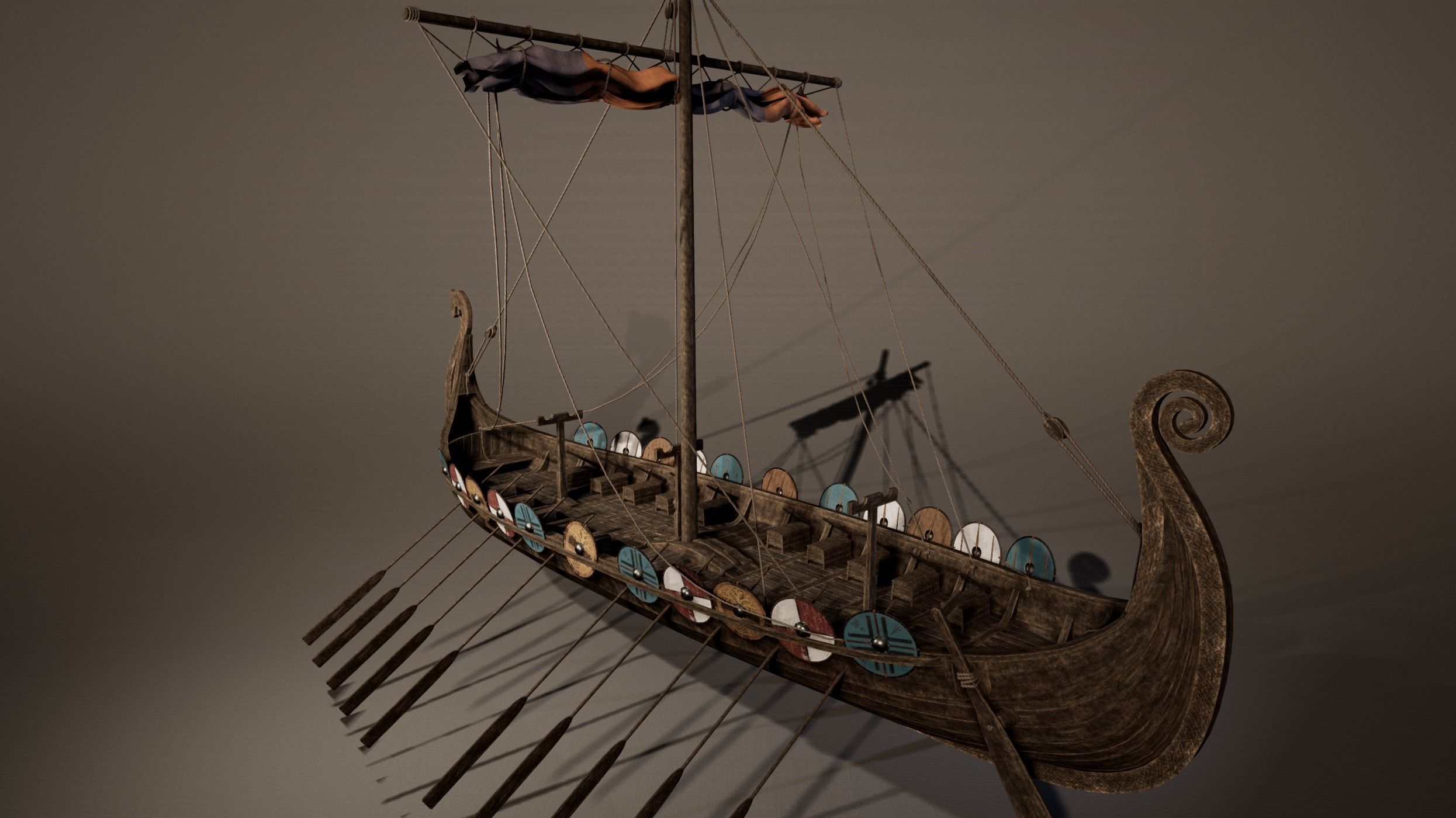 Viking Big Ship Game-Ready Low-poly 3D model_4