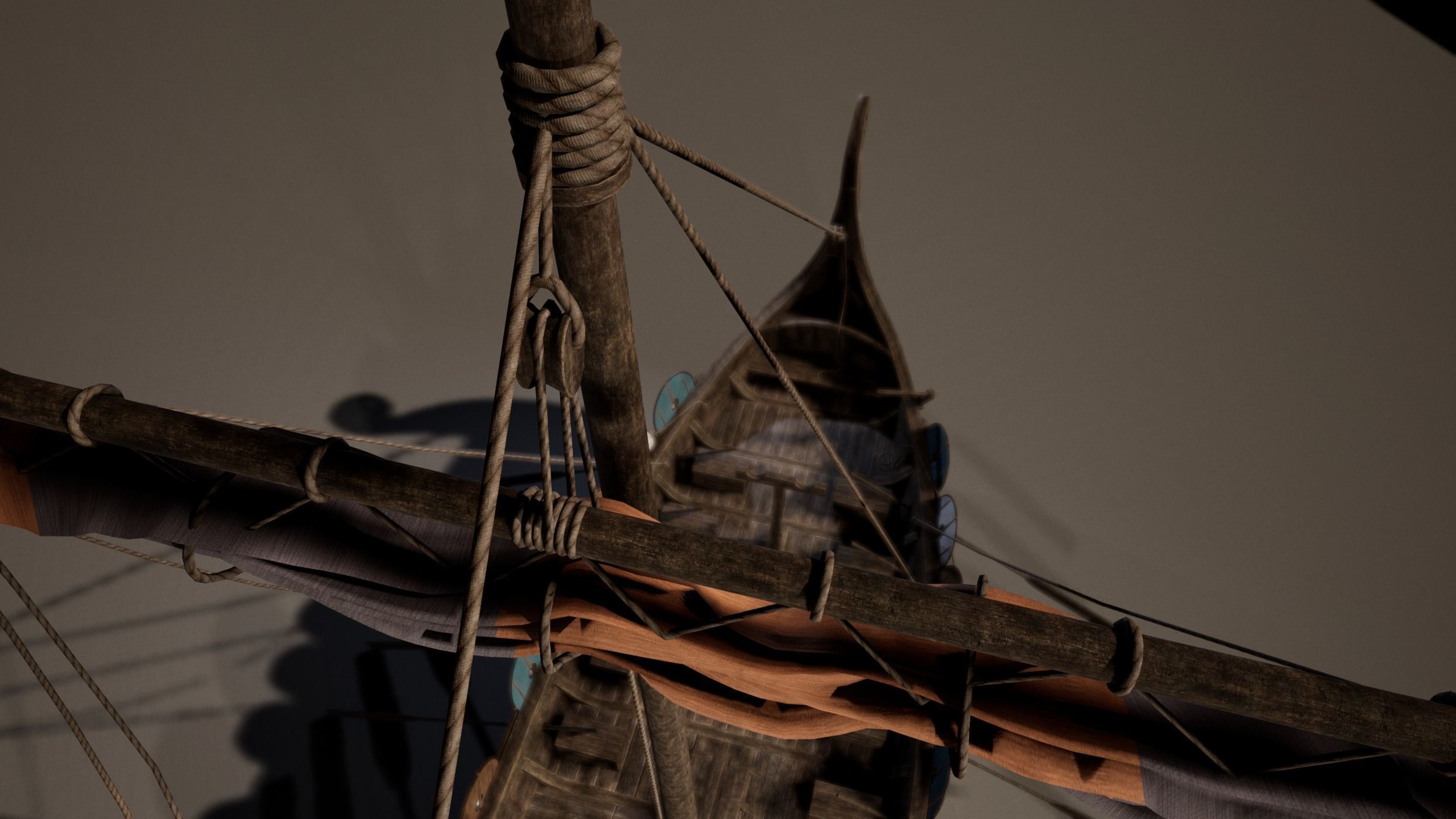 Viking Big Ship Game-Ready Low-poly 3D model_9