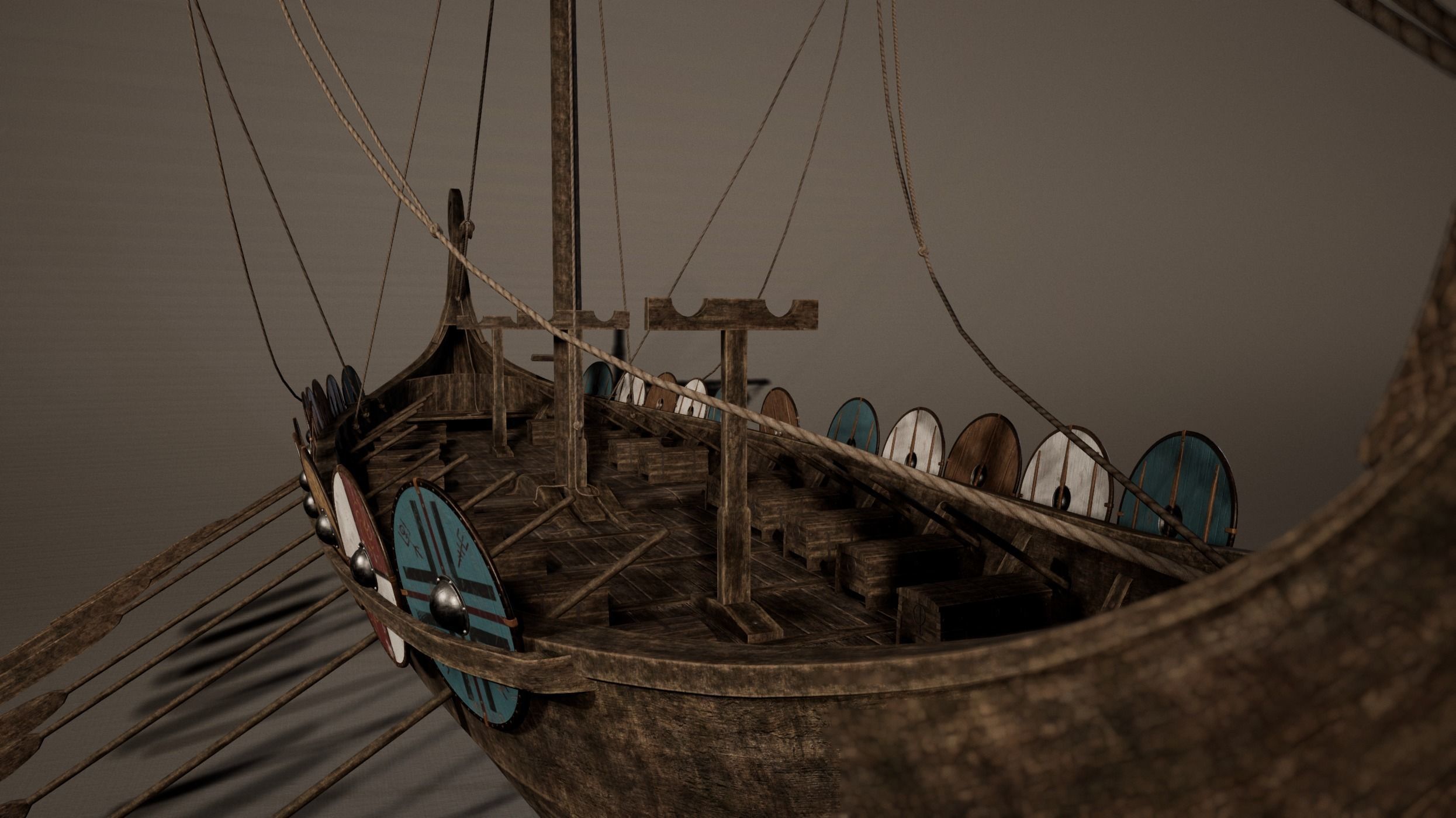 Viking Big Ship Game-Ready Low-poly 3D model_7
