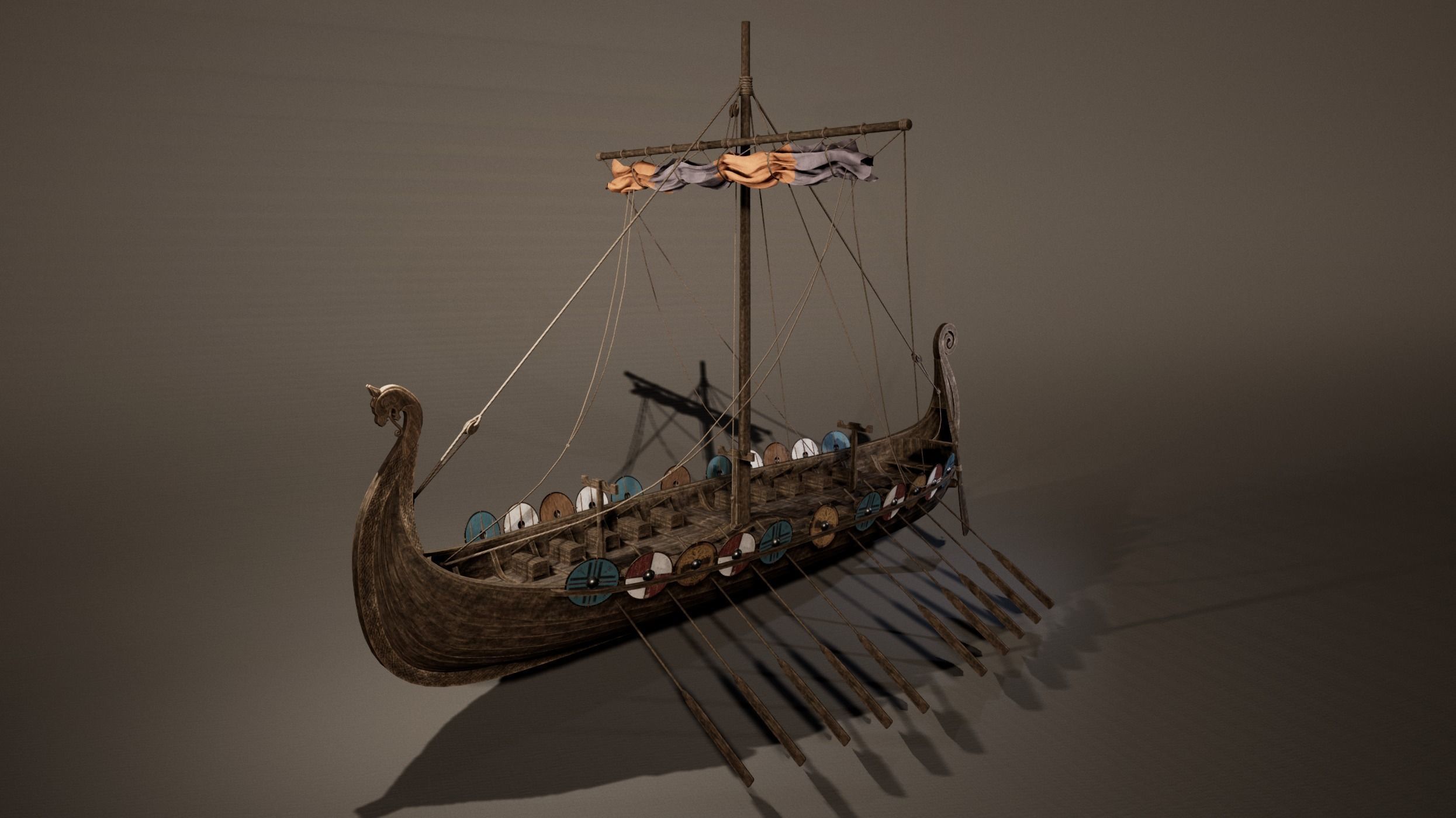Viking Big Ship Game-Ready Low-poly 3D model_6