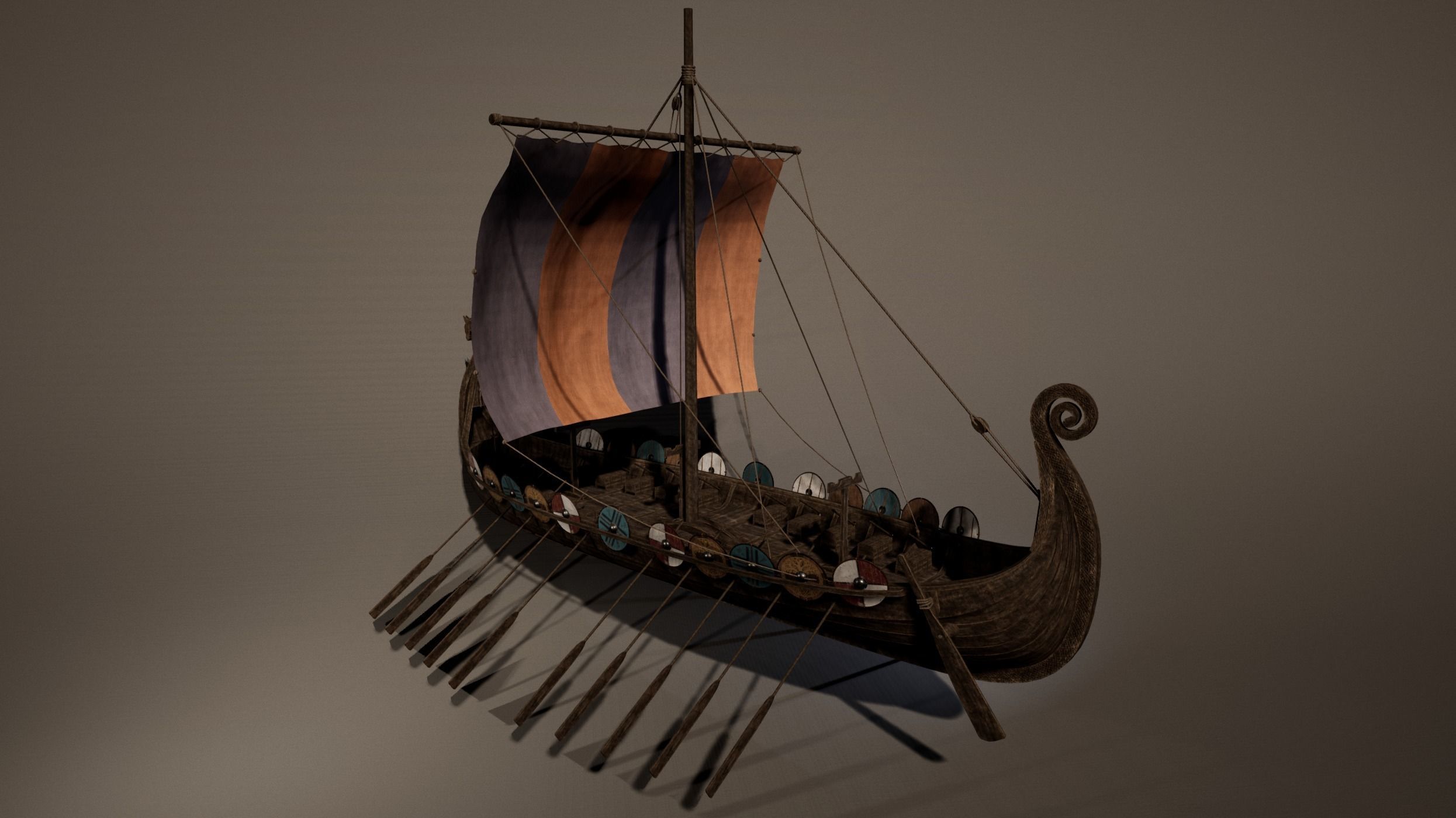 Viking Big Ship Game-Ready Low-poly 3D model_1
