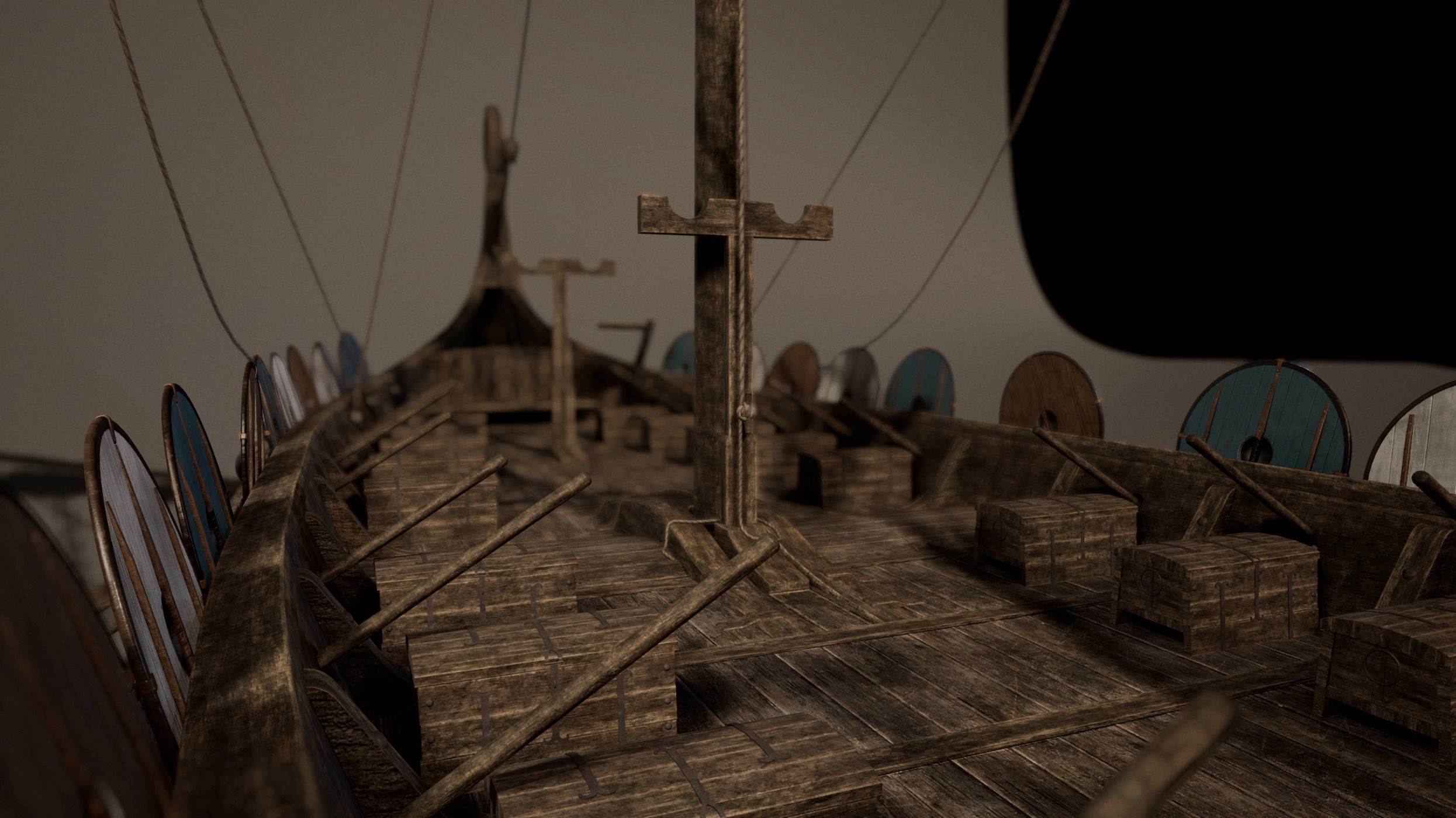 Viking Big Ship Game-Ready Low-poly 3D model_11