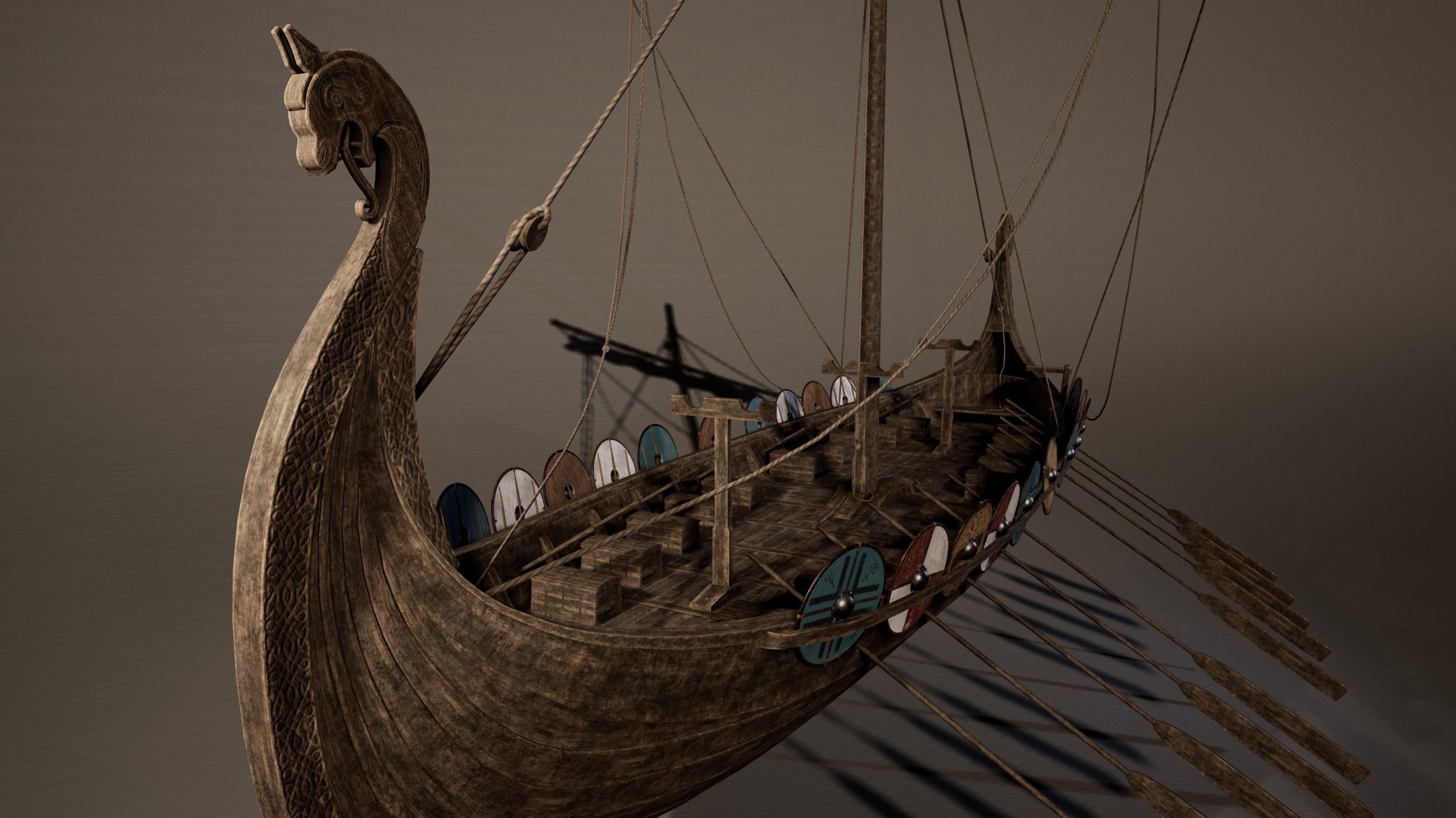 Viking Big Ship Game-Ready Low-poly 3D model_5
