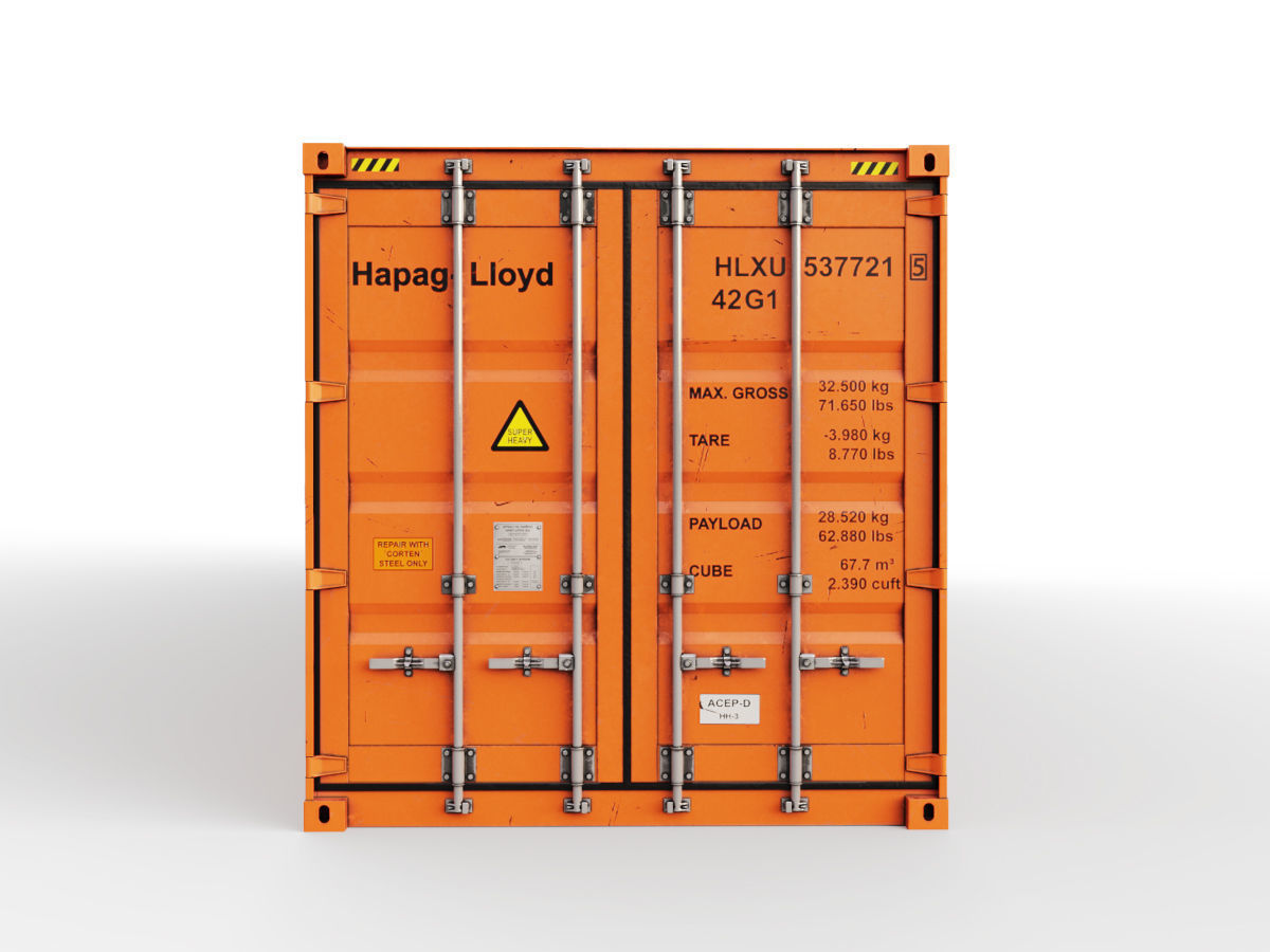 40 feet Hapag-Lloyd standard shipping container 3D model_5