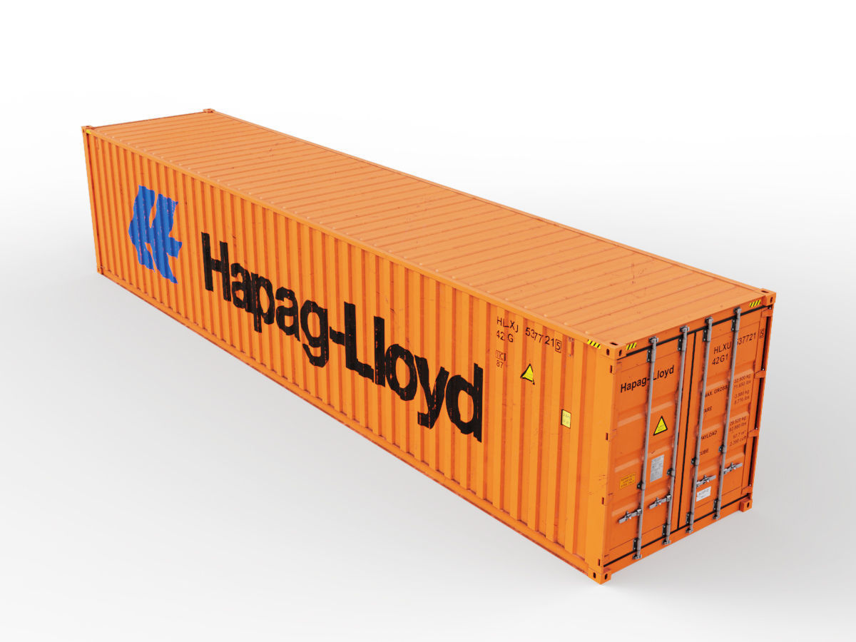 40 feet Hapag-Lloyd standard shipping container 3D model_4
