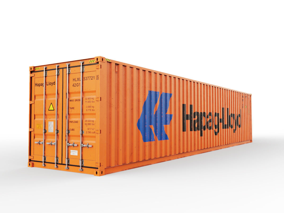 40 feet Hapag-Lloyd standard shipping container 3D model_1