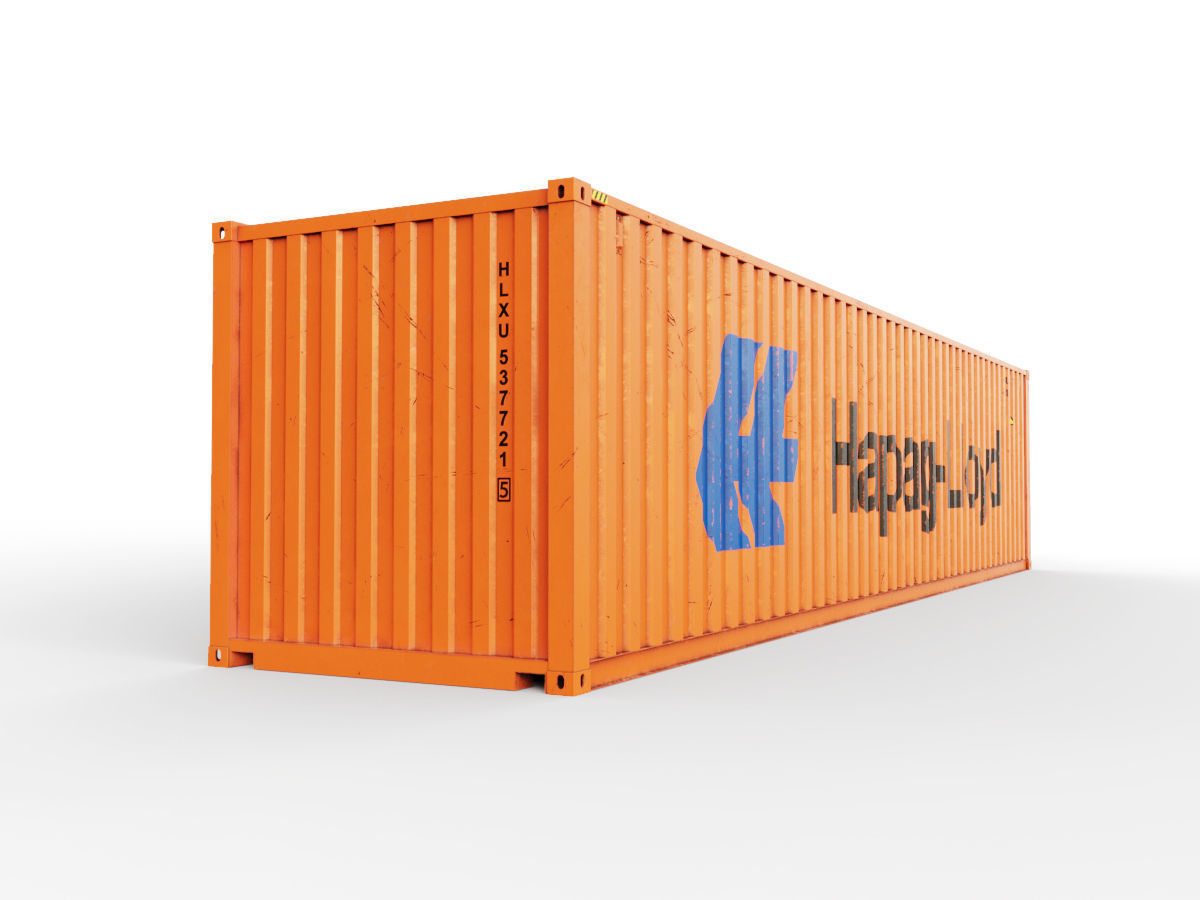 40 feet Hapag-Lloyd standard shipping container 3D model_2