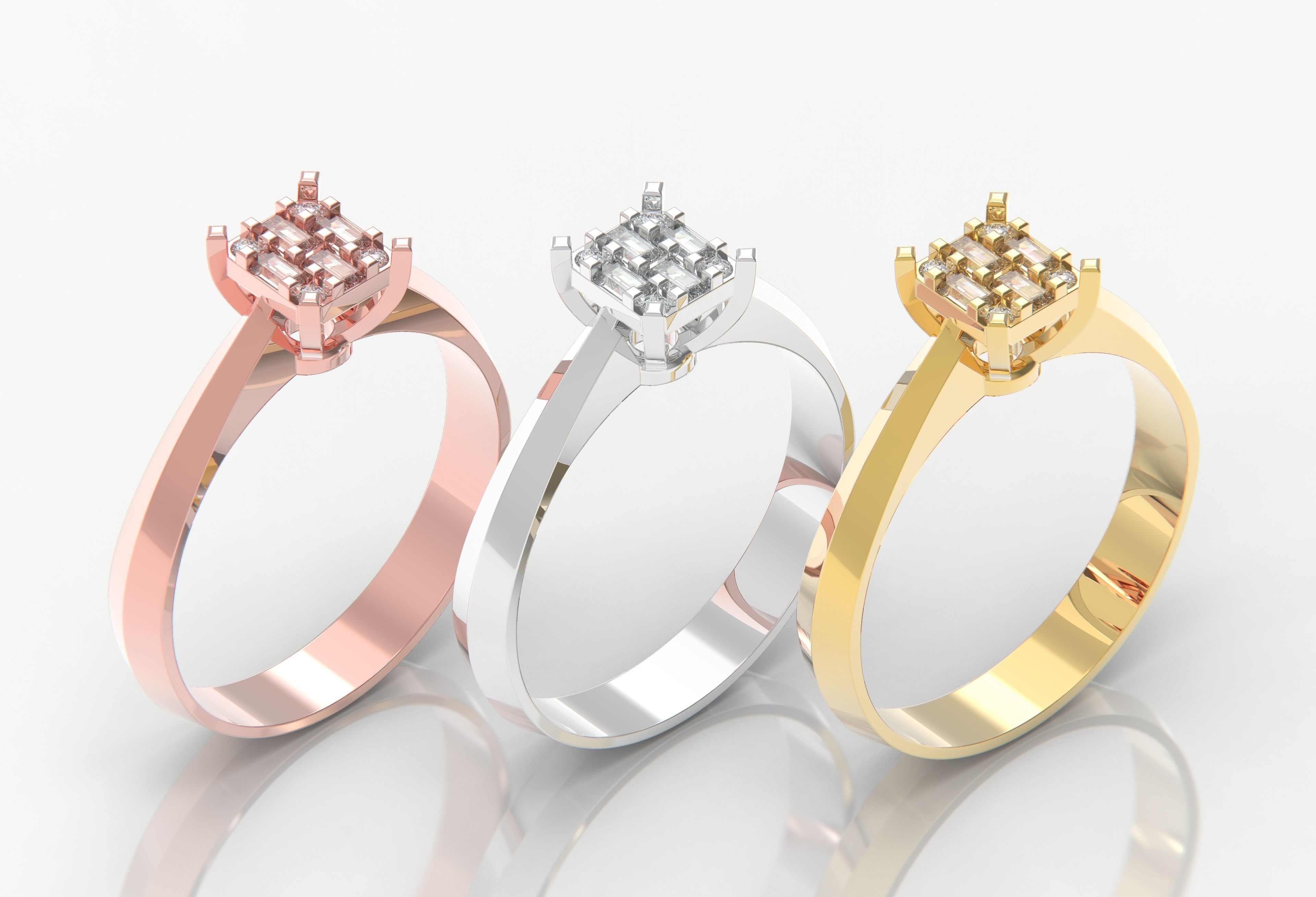 M1299007 Baguette ring 3D print model_4