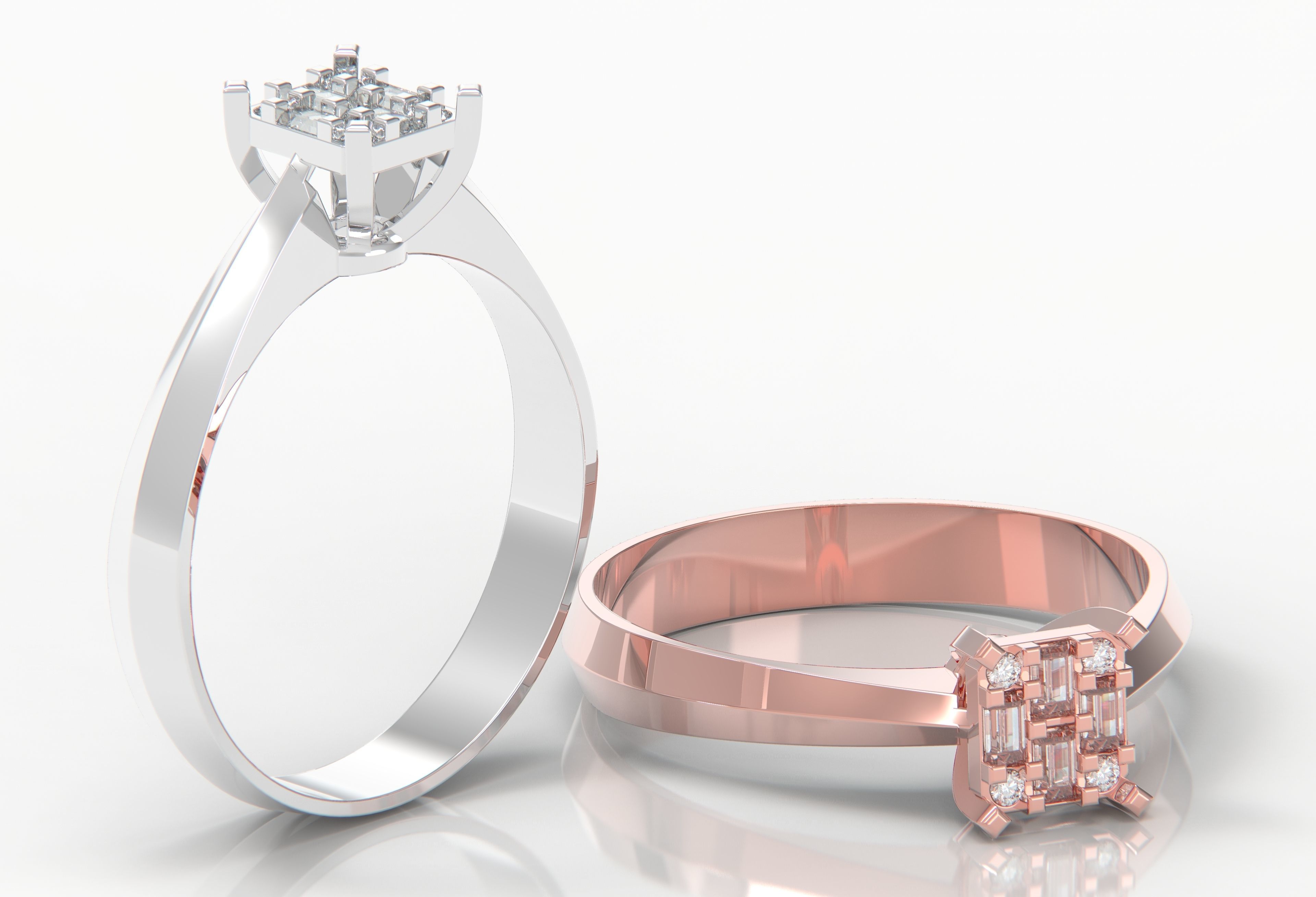 M1299007 Baguette ring 3D print model_3