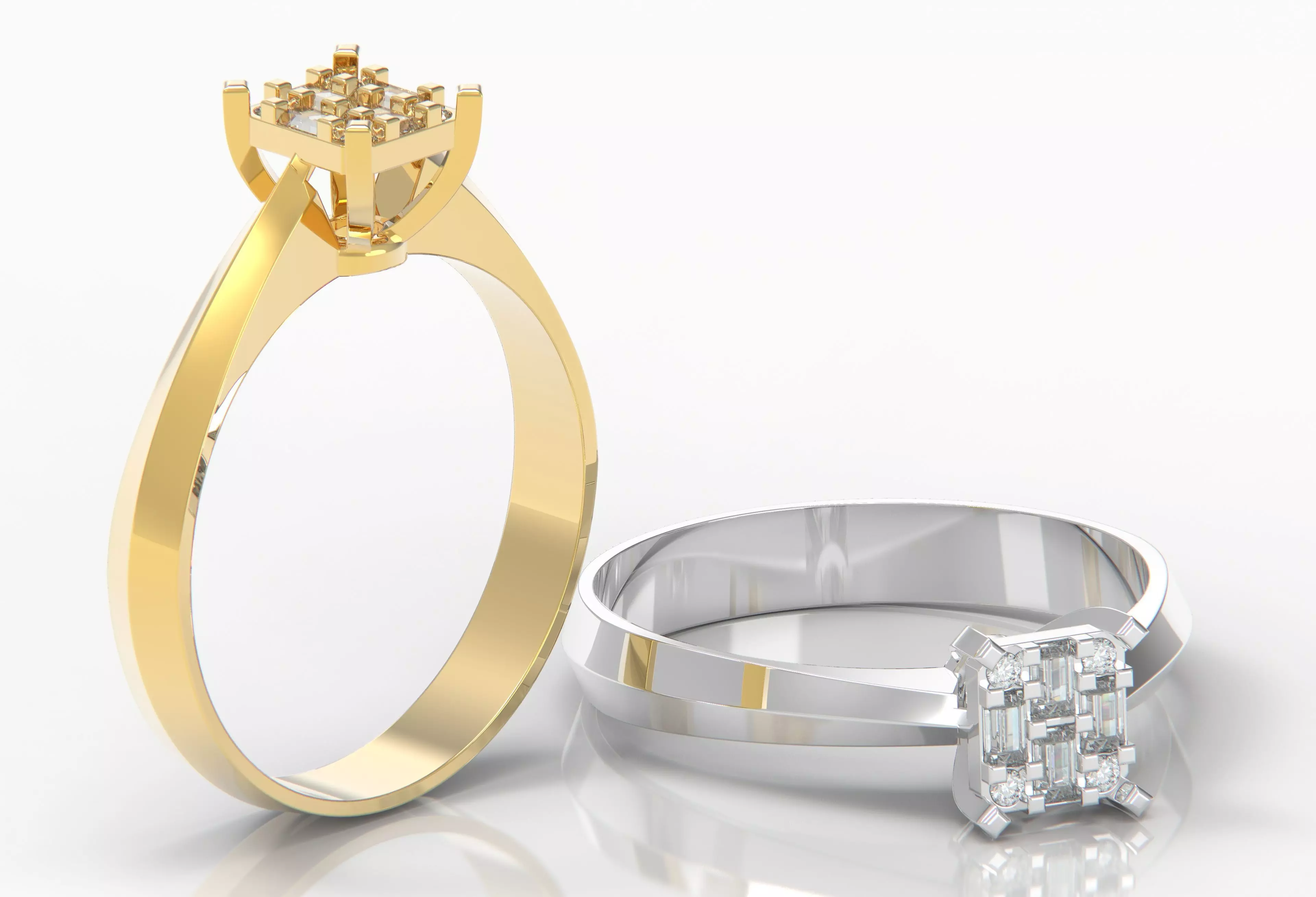 M1299007 Baguette ring 3D print model_0