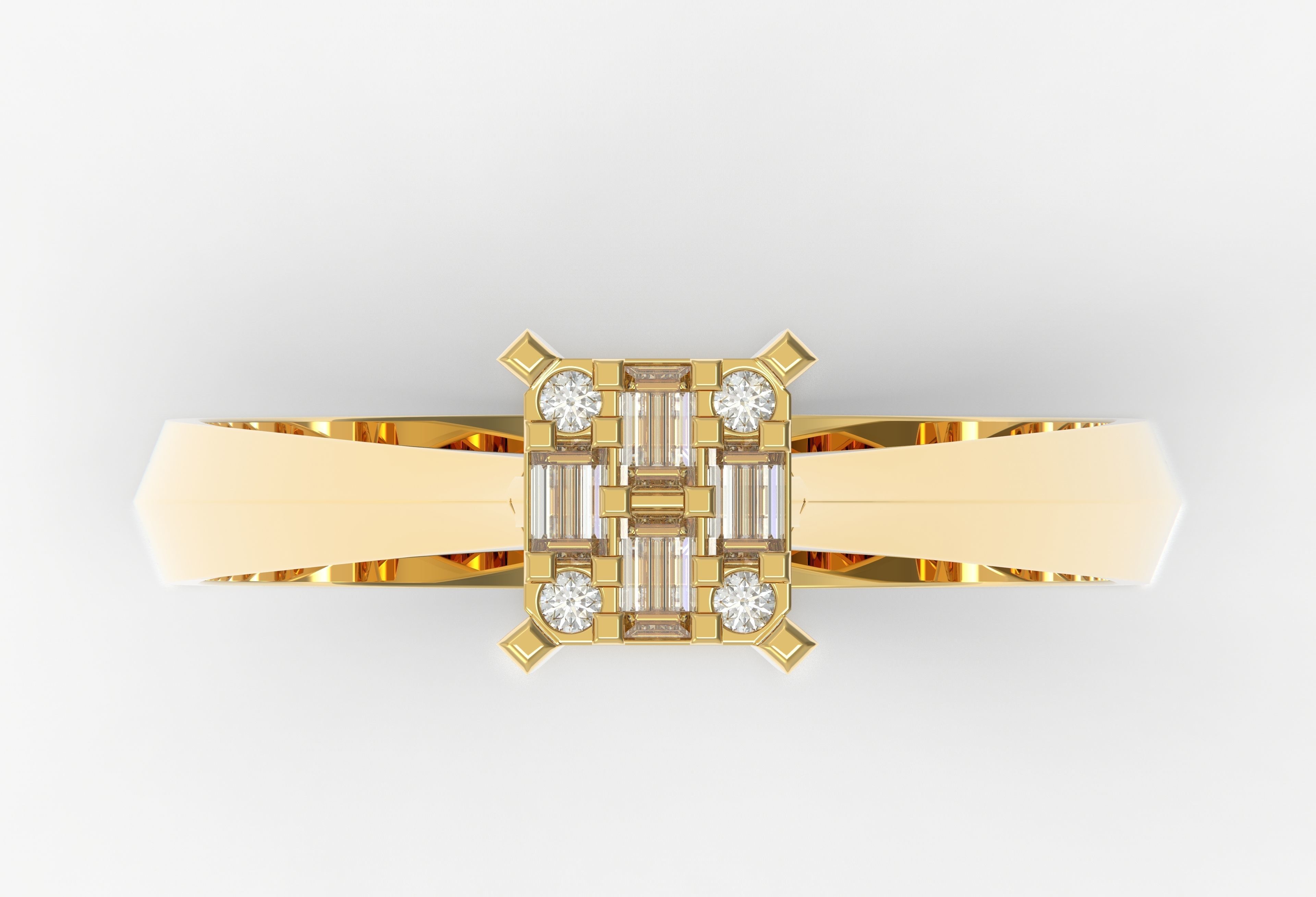 M1299007 Baguette ring 3D print model_5