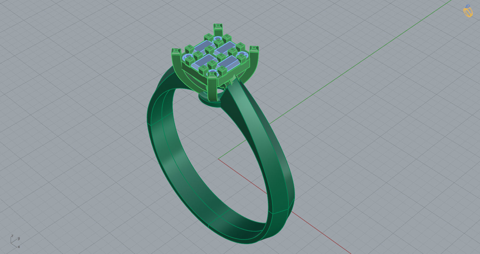 M1299007 Baguette ring 3D print model_8