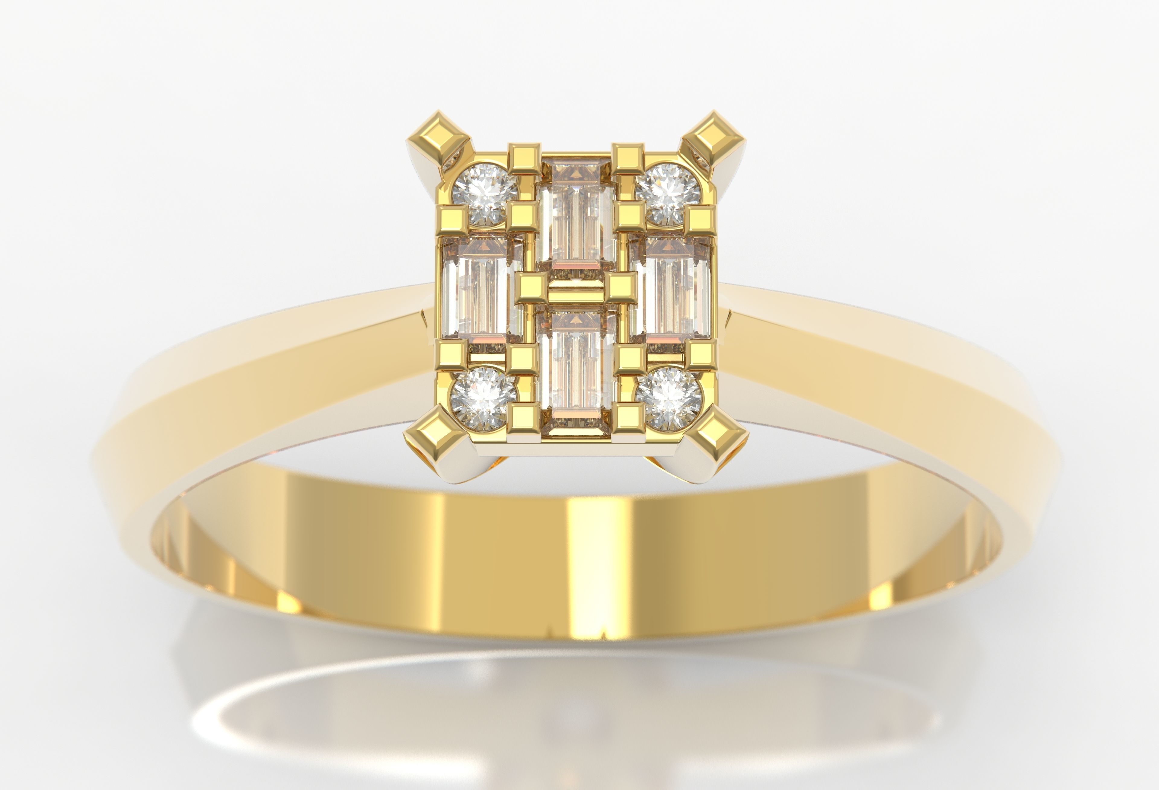 M1299007 Baguette ring 3D print model_1