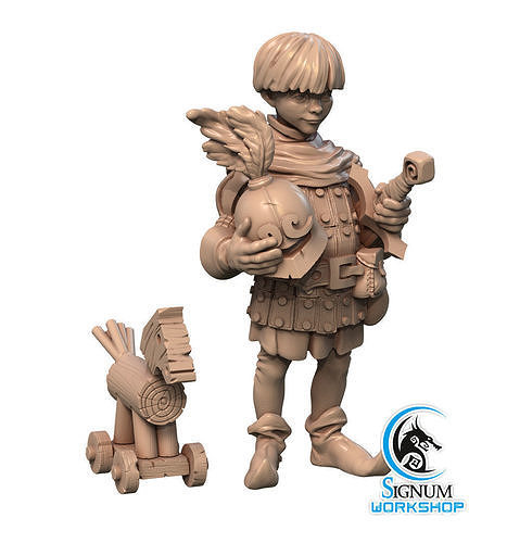 Pre-supported 3D printable model of Rufus the Young Squire 3D print model