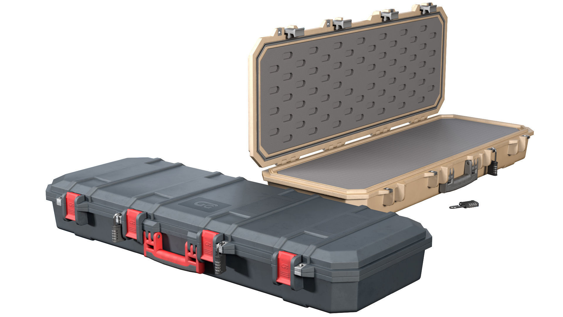 Gun Case and Lock Low-poly 3D model_2