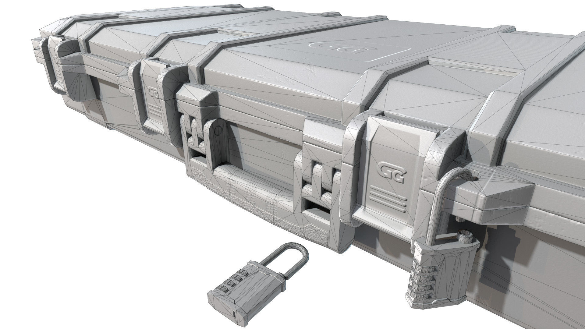 Gun Case and Lock Low-poly 3D model_8