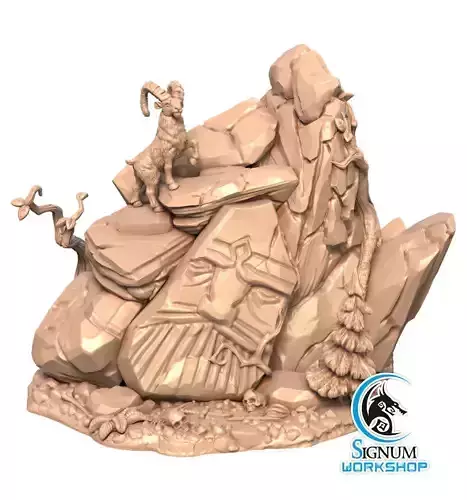 Pre-supported 3D printable model of Rocks