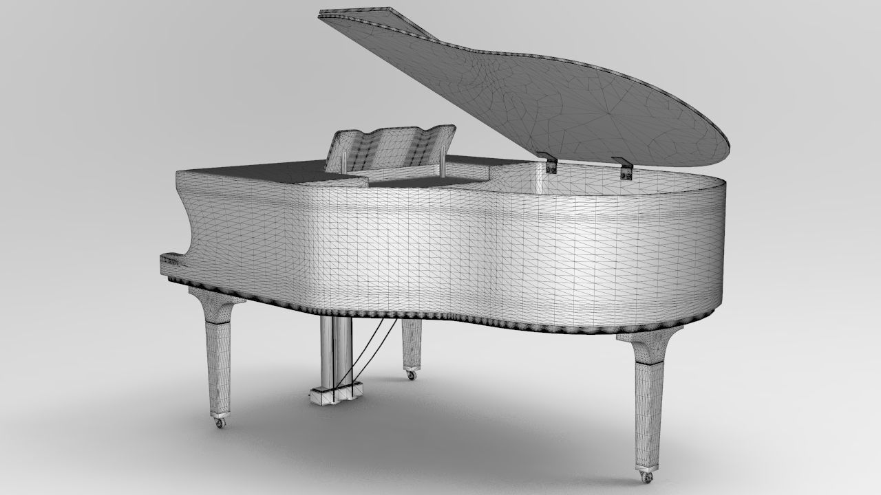 Grand Piano Low-poly 3D model_7