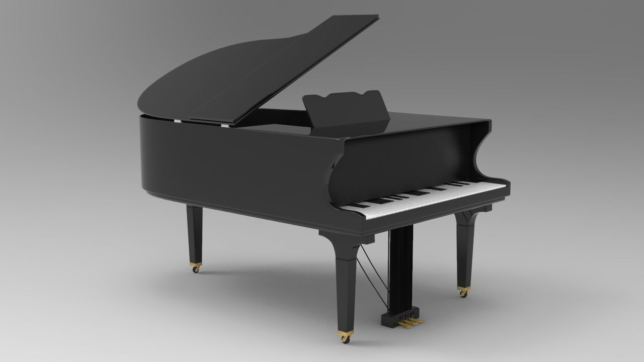 Grand Piano Low-poly 3D model_1