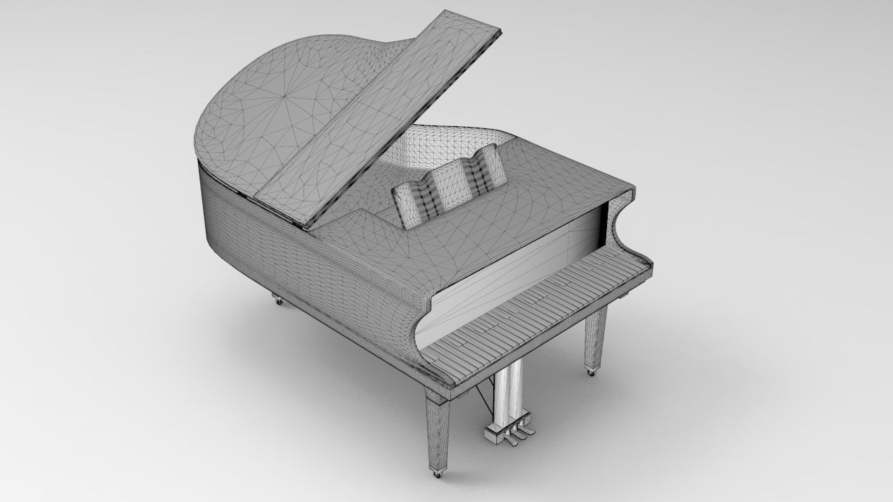 Grand Piano Low-poly 3D model_5