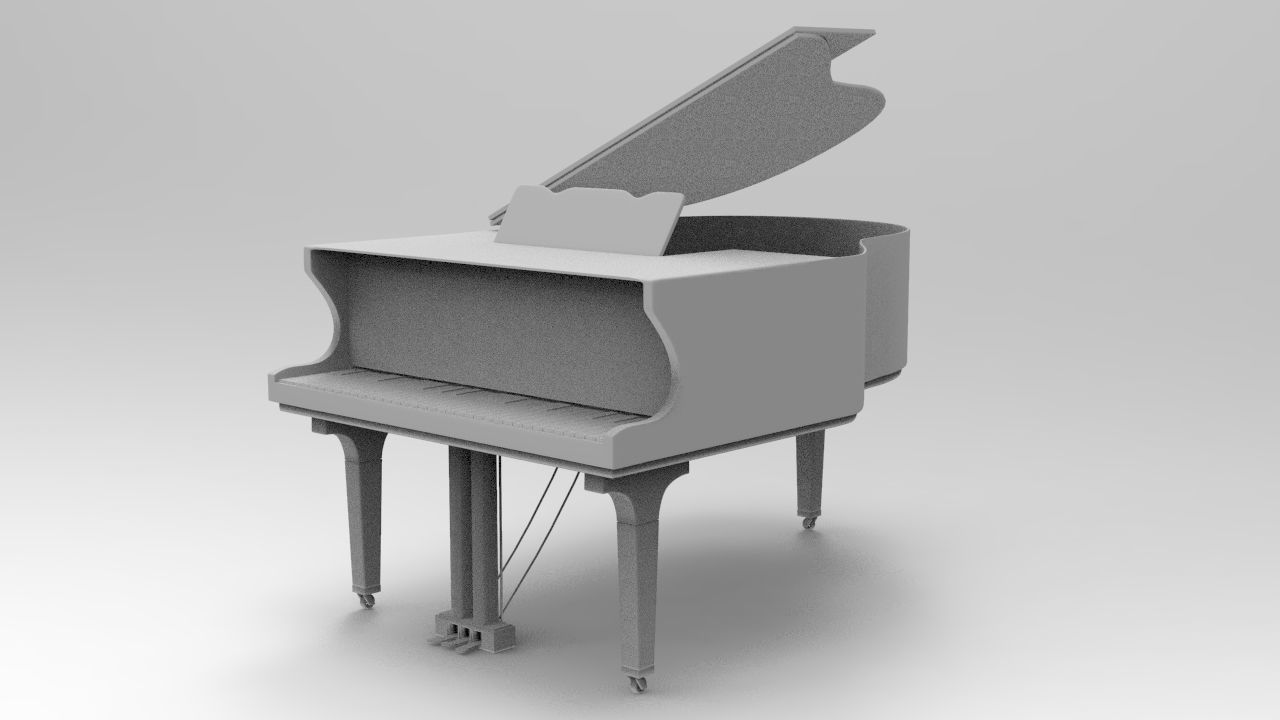 Grand Piano Low-poly 3D model_9