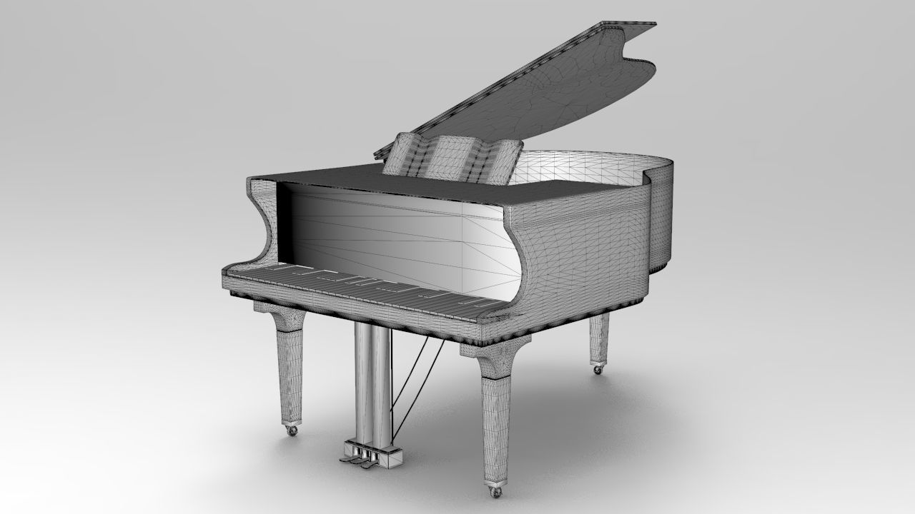 Grand Piano Low-poly 3D model_6