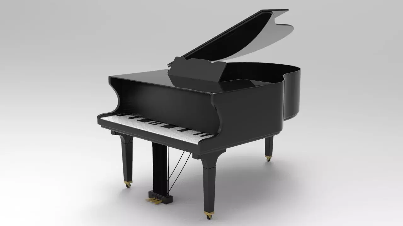 Grand Piano Low-poly 3D model_0