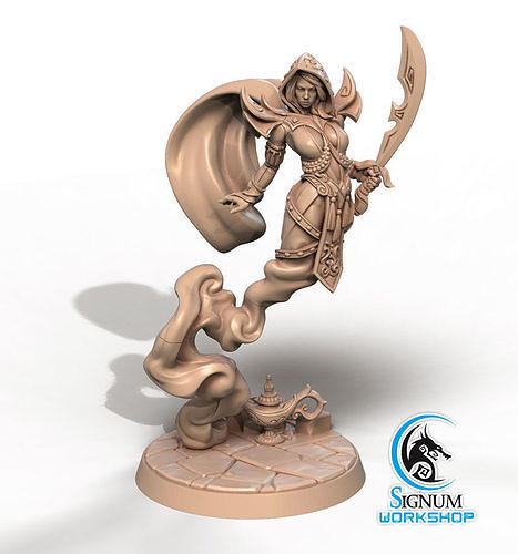 Pre-supported 3D printable model of Aisha the Mirage of Desert 3D print model