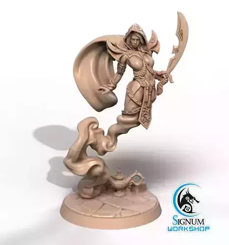 Pre-supported 3D printable model of Aisha the Mirage of Desert
