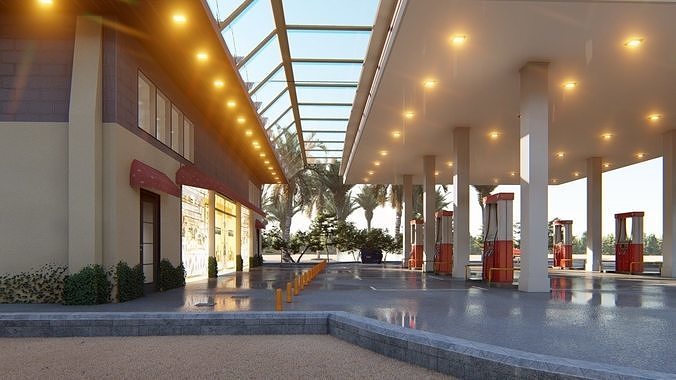 Gas station 3D model 6