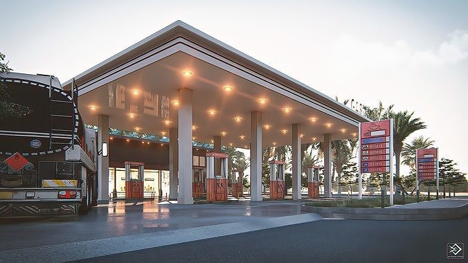 Gas station 3D model 2