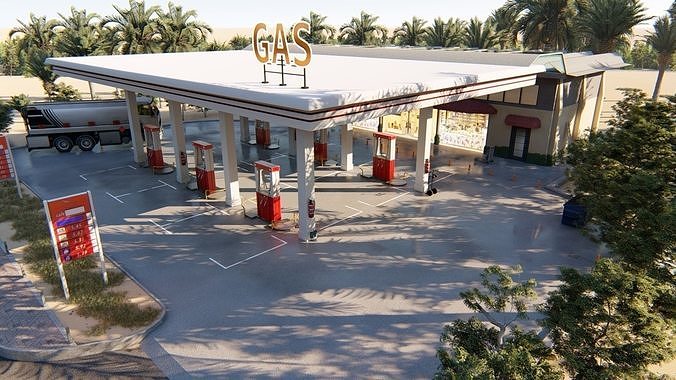 Gas station 3D model 4