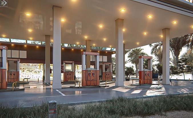 Gas station 3D model 3