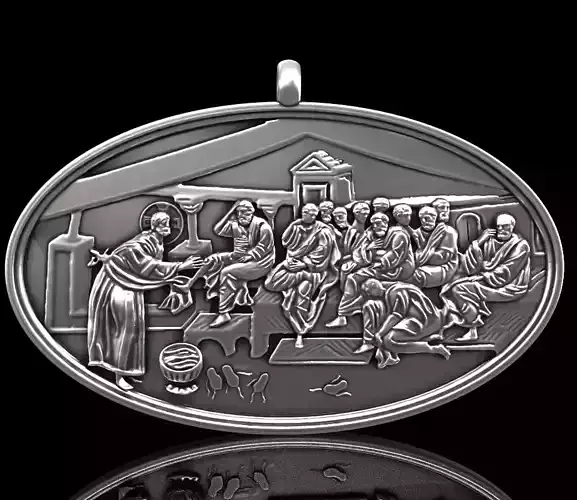 Jesus washing feet pendant