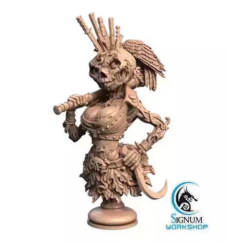Pre-supported 3D printable model of Bust of Rebecca Pumpkinhead