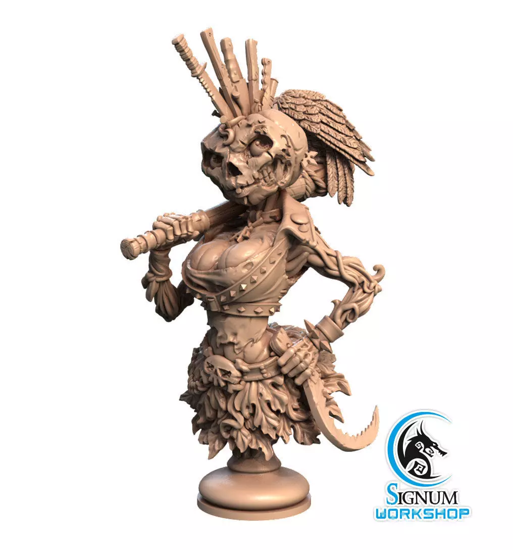 Pre-supported 3D printable model of Bust of Rebecca Pumpkinhead 3D print model