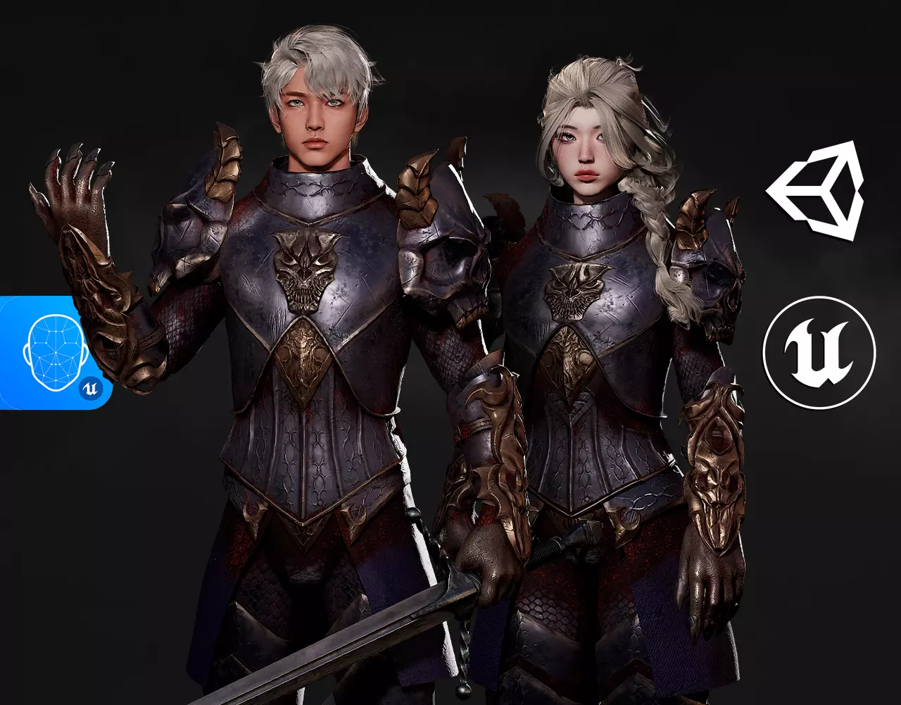 Horned Knight - RPG Dark Fantasy Modular Female and Male Low-poly 3D model