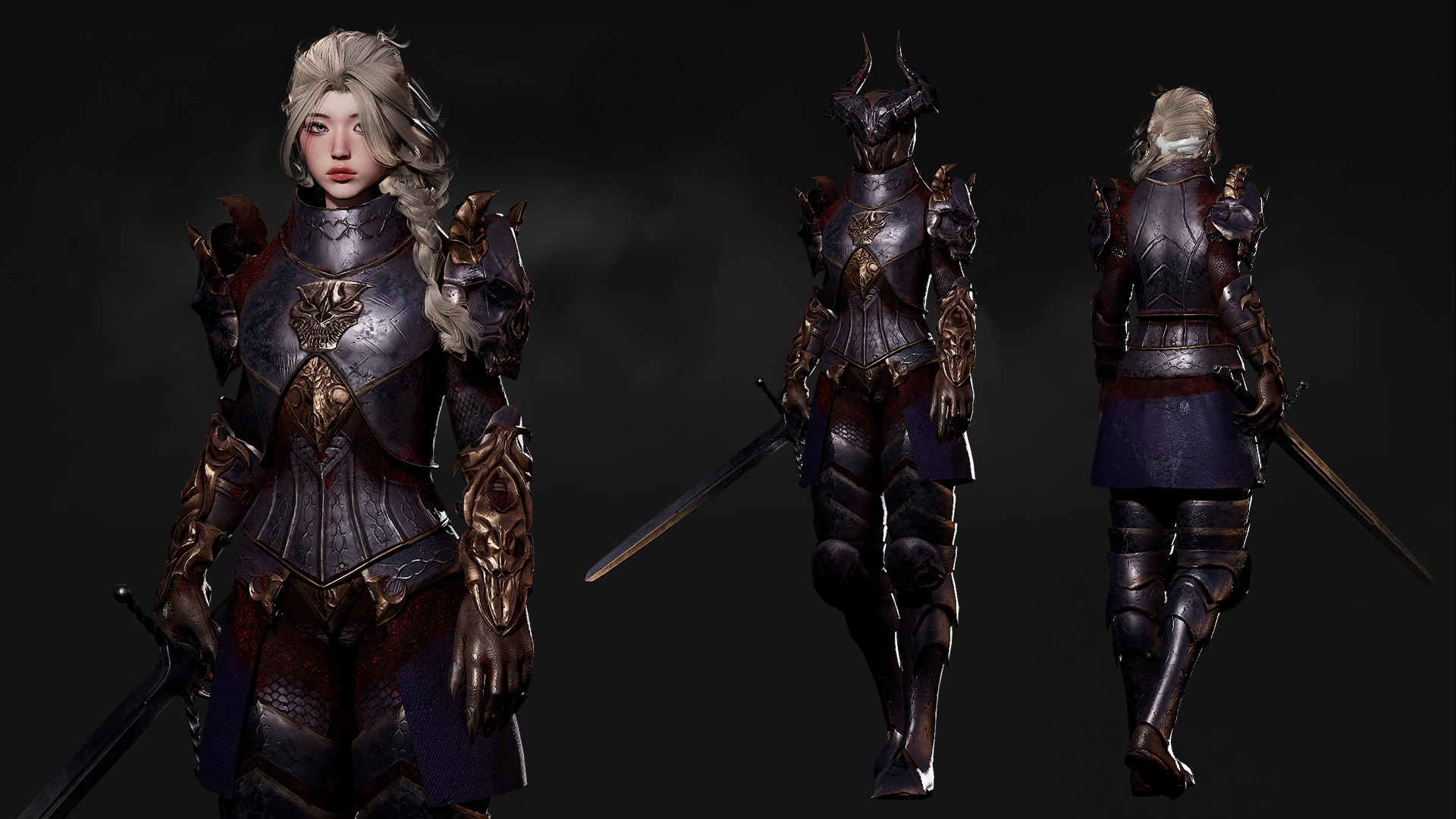 3D model Horned Knight - RPG Dark Fantasy Modular Female and Male VR ...