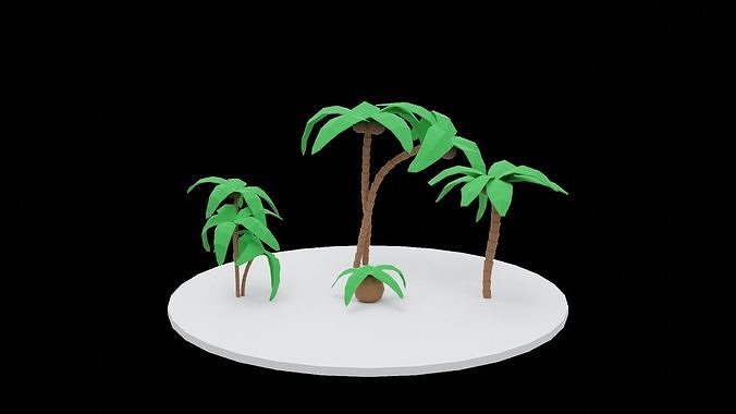 3D Low Poly Palm Tree Set Free low-poly 3D model