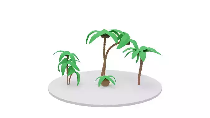3D Low Poly Palm Tree Set Free low-poly 3D model