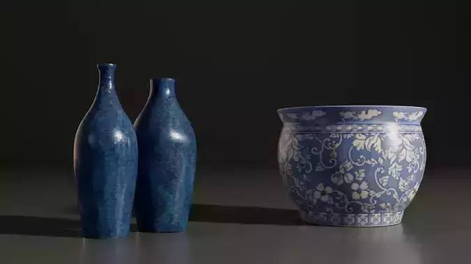 Ceramic vases  Low-poly 3D model