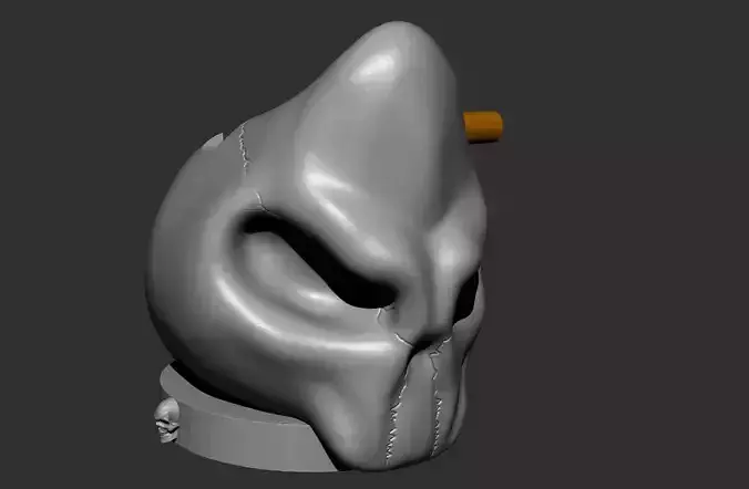 Ashtray mask with cigarette in it