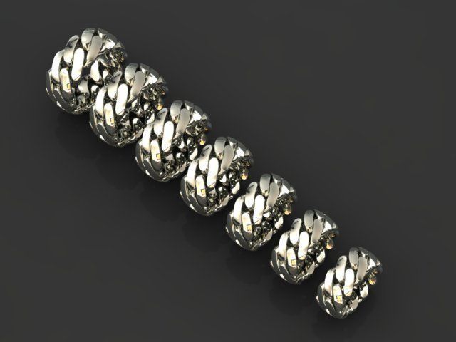 7 SIZE CUBAN RINGS PACK 3D Model Collection_2