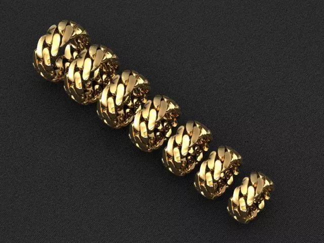 7 SIZE CUBAN RINGS PACK 3D Model Collection_0