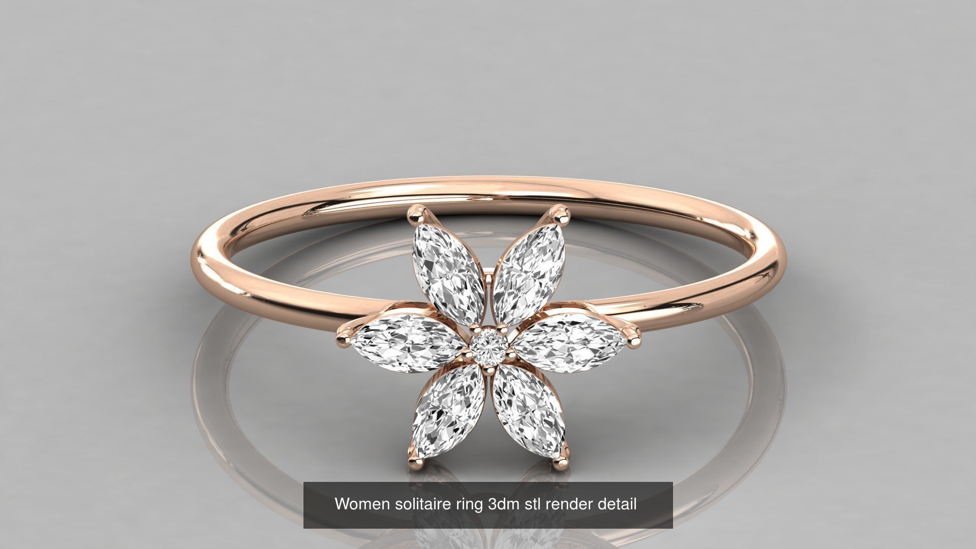 7 Women solitaire ring 3dm stl render detail 3D Model Collection_1