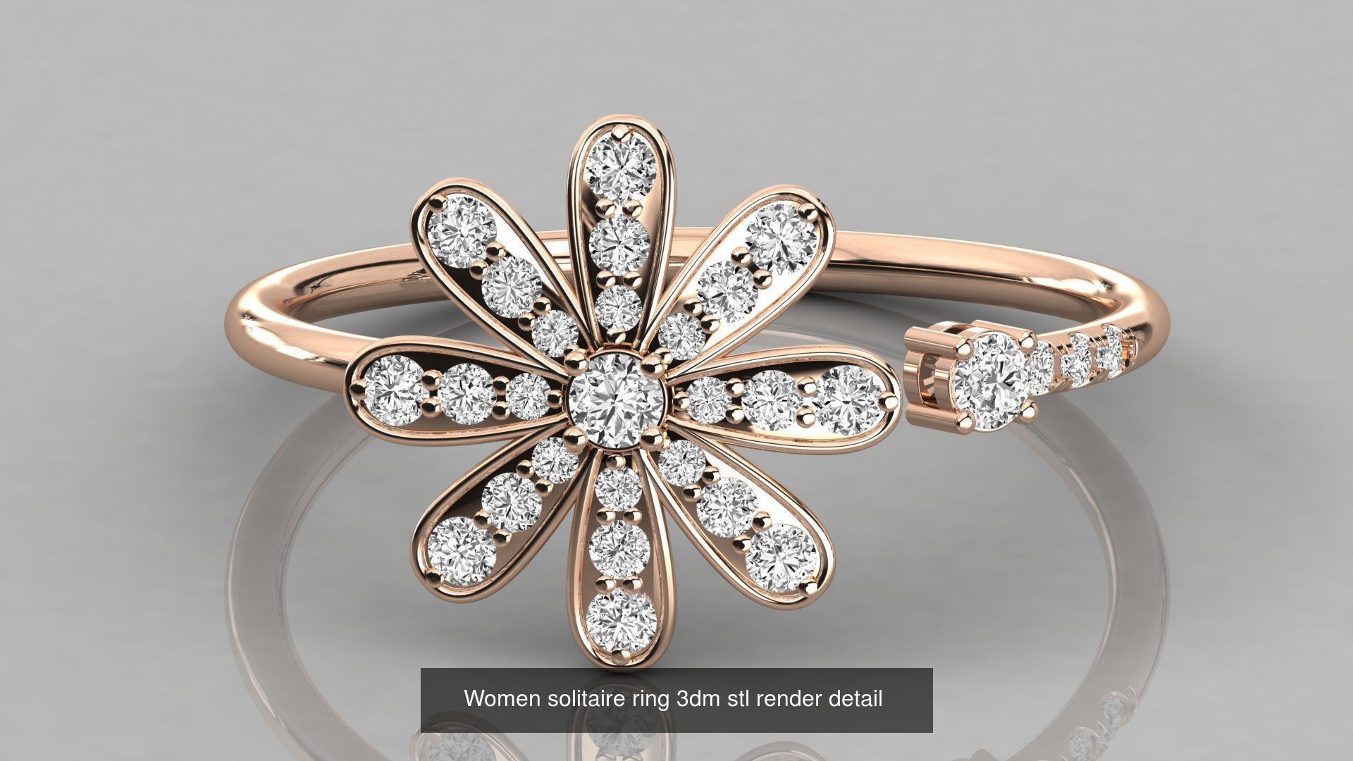 7 Women solitaire ring 3dm stl render detail 3D Model Collection_5