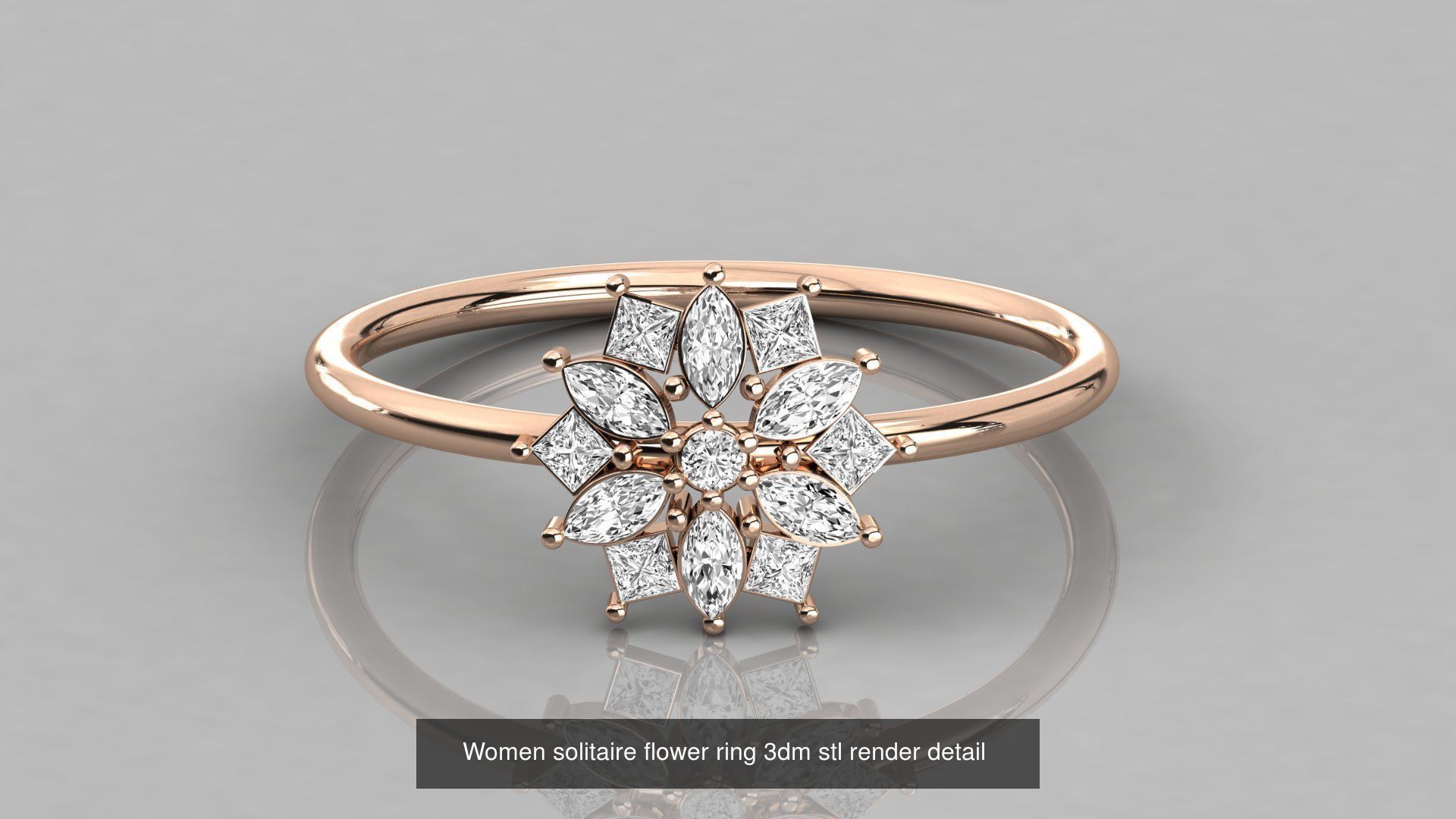 7 Women solitaire ring 3dm stl render detail 3D Model Collection_3