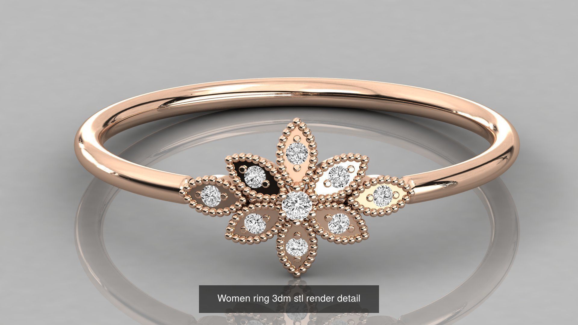 7 Women solitaire ring 3dm stl render detail 3D Model Collection_7